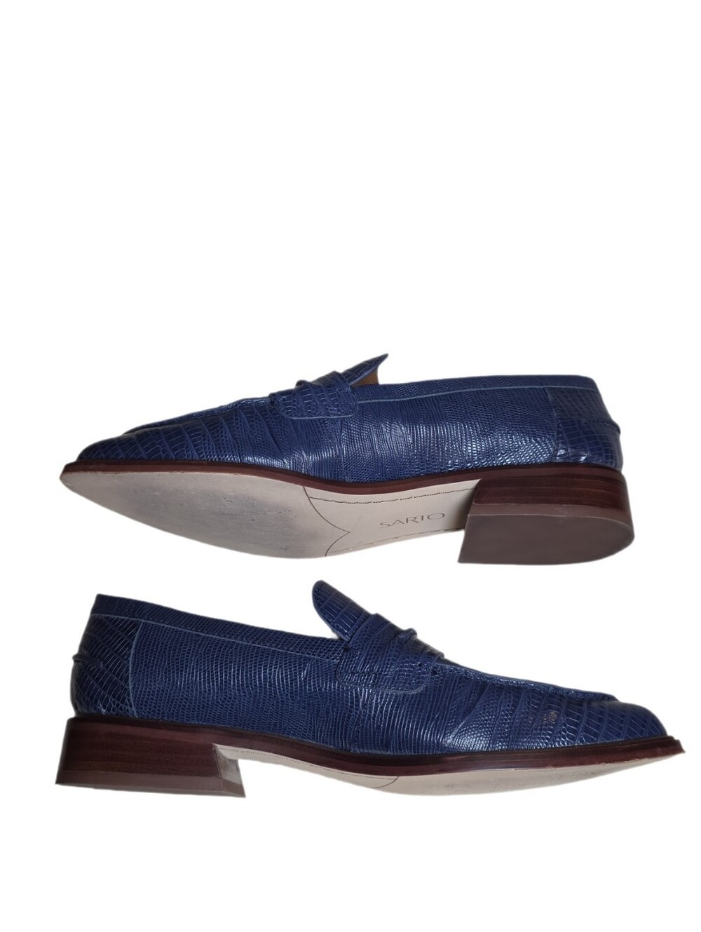 SARTO by Franco Sarto Irena Cobalt Blue Lizard Embossed Pointed Toe Leather 9 - Picture 6 of 12